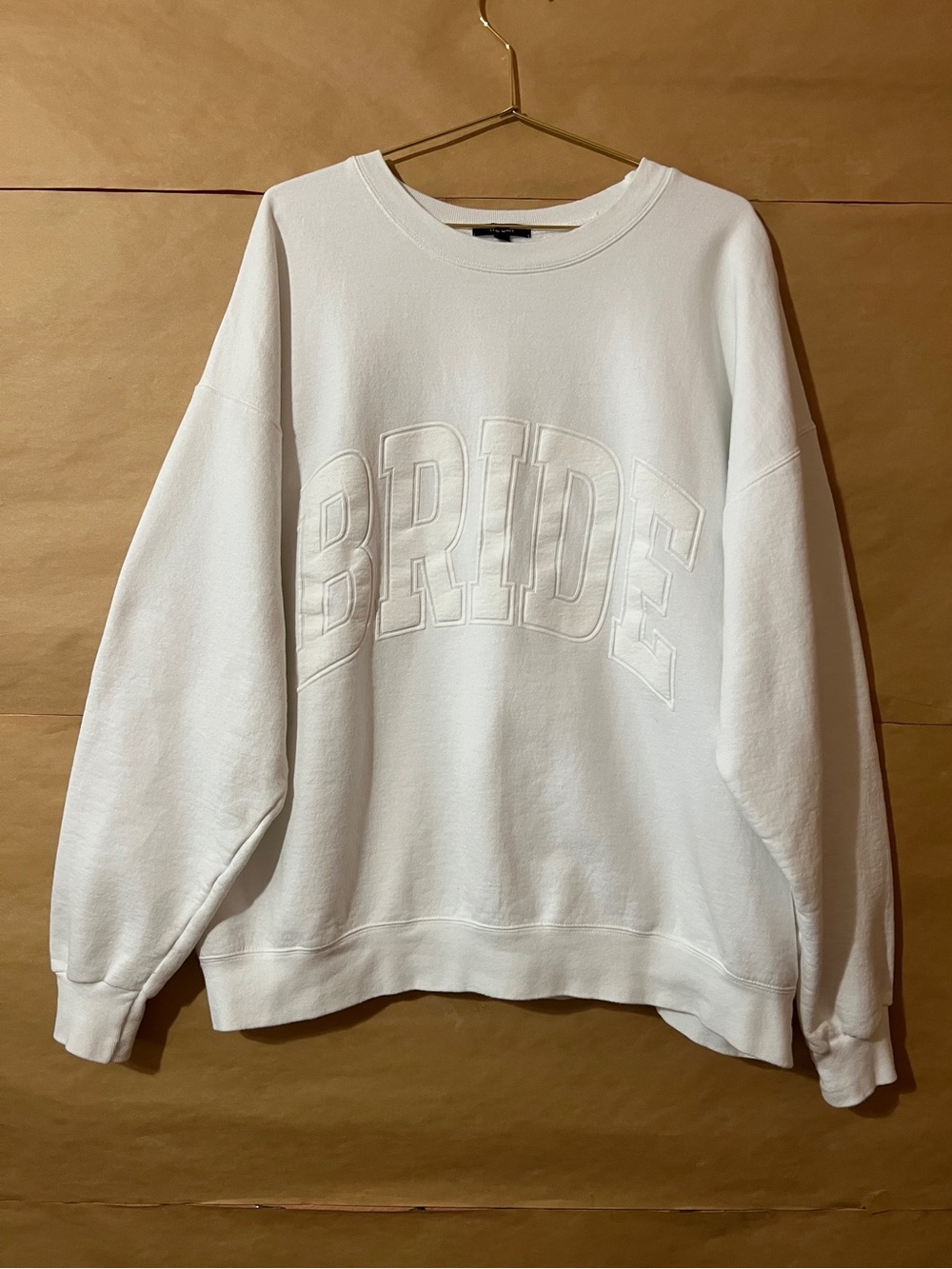 The Bar | Bride Sweatshirt Varsity Crewneck Pullover Oversized White Size XL